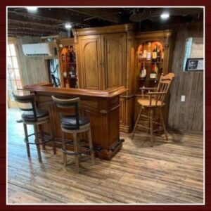 a basement wine cellar made from salvaged wood